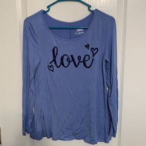 Girl’s Lavender L/S “love” by Justice Size 14